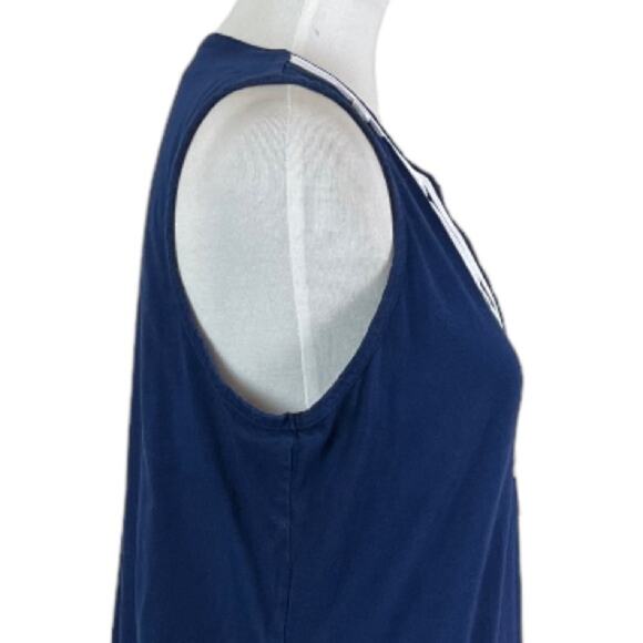 Lands’ End Shift Dress V-neck Sleeveless Soutcache Navy White Women’s Size M - Picture 7 of 10